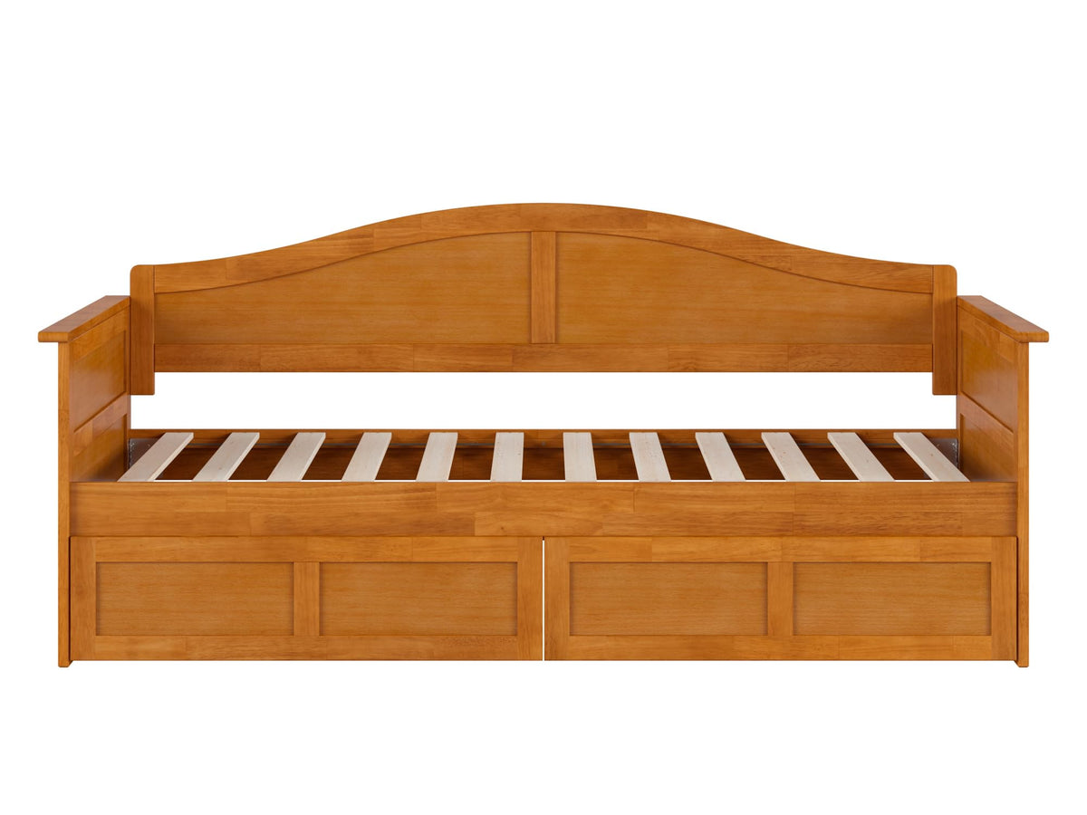 AFI, Acadia Twin Wood Daybed with 2 Storage Drawers, Light Toffee