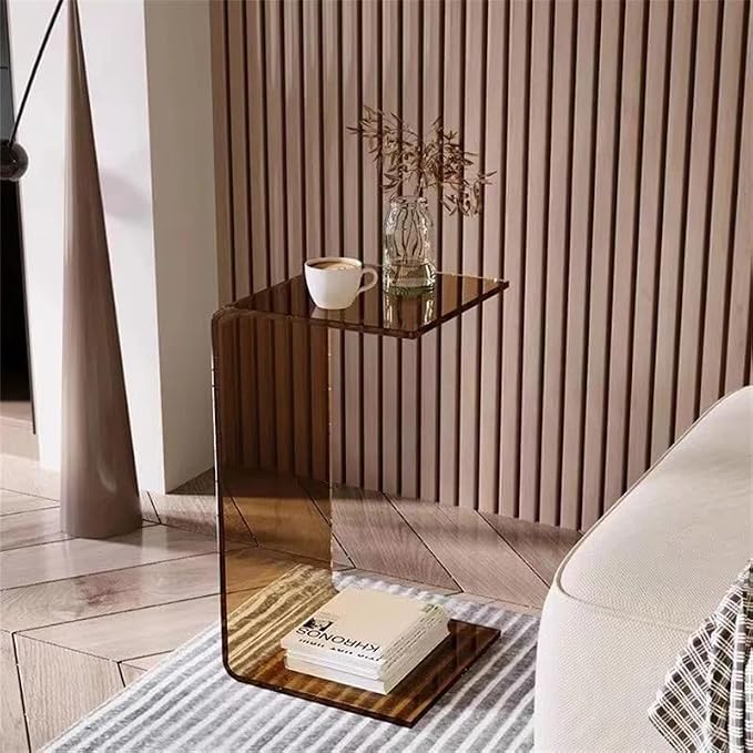 Smoke Gray Acrylic C-Shaped Side Table
