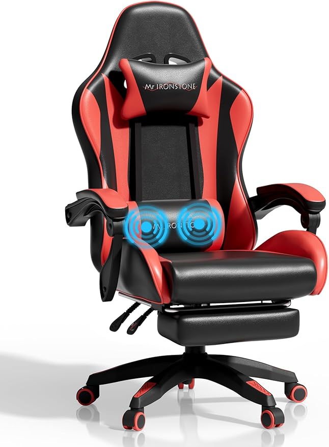 Ergonomic Reclining Gaming Chair with Footrest & Lumbar Massage