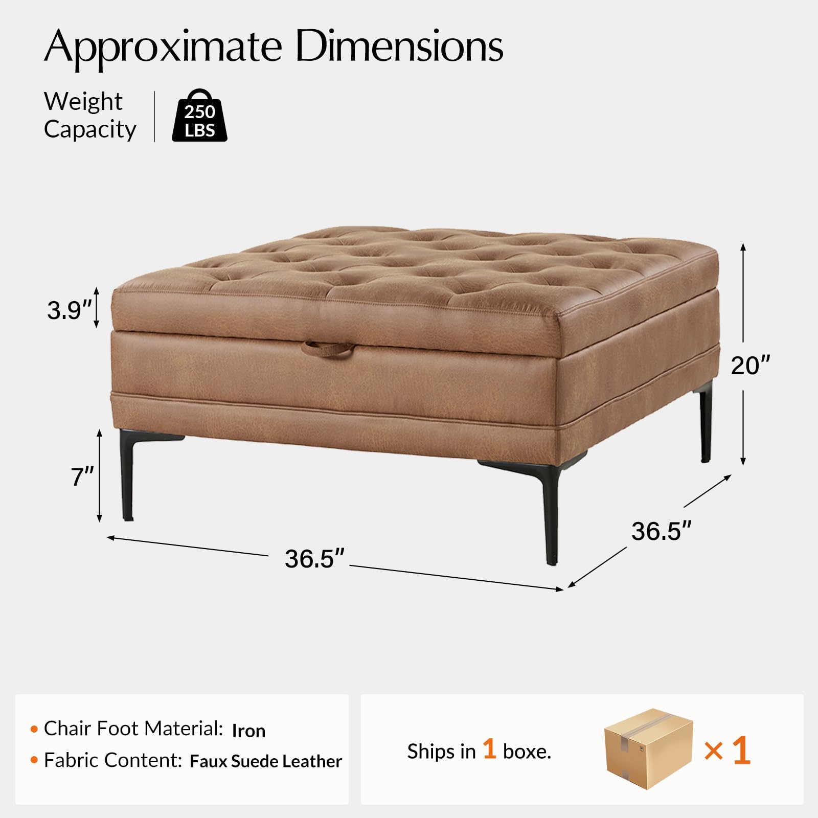 Square Storage Ottoman Coffee Table with Lift Top