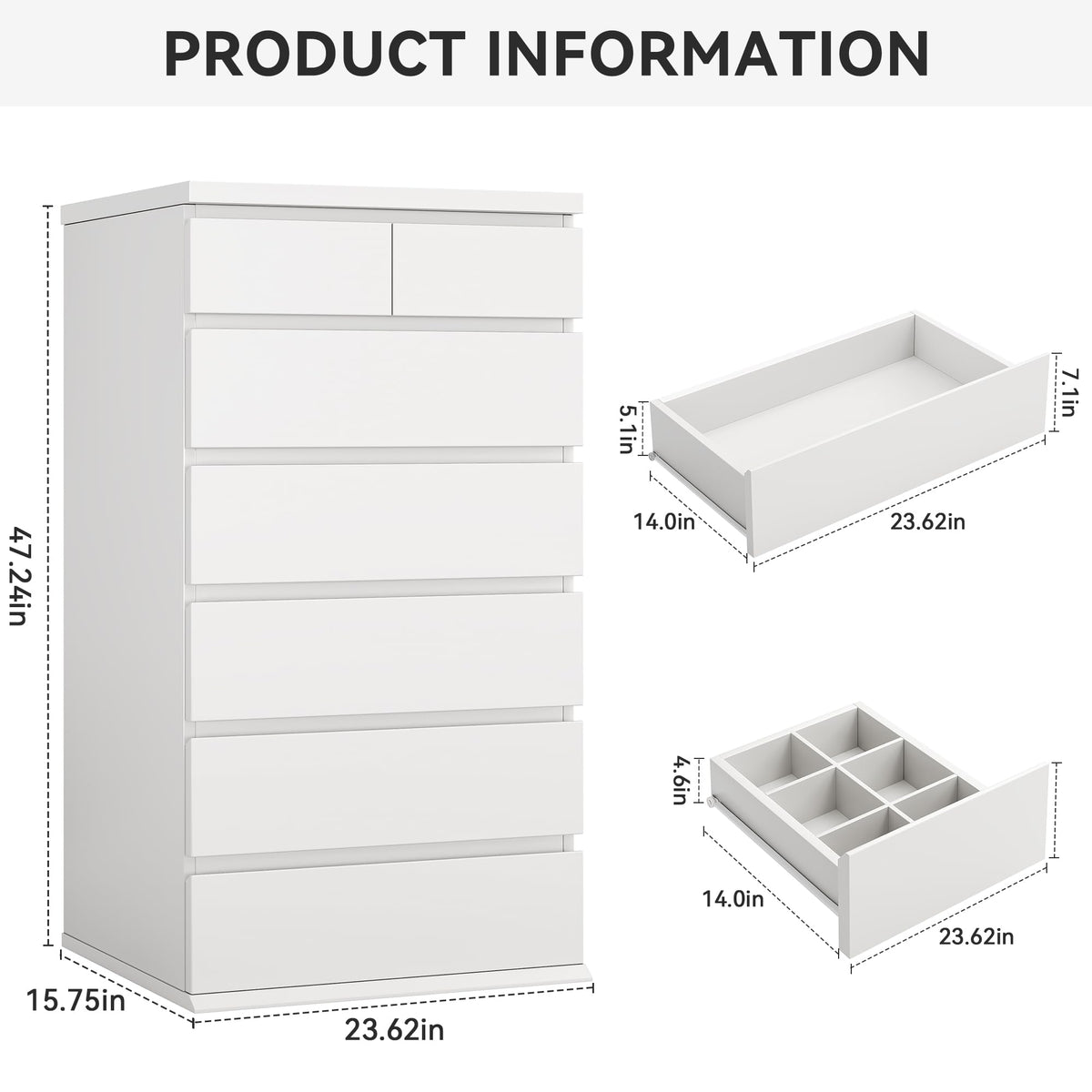 White 7-Drawer Dresser