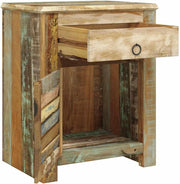 Reclaimed Wood End Table with Drawer & Cupboard