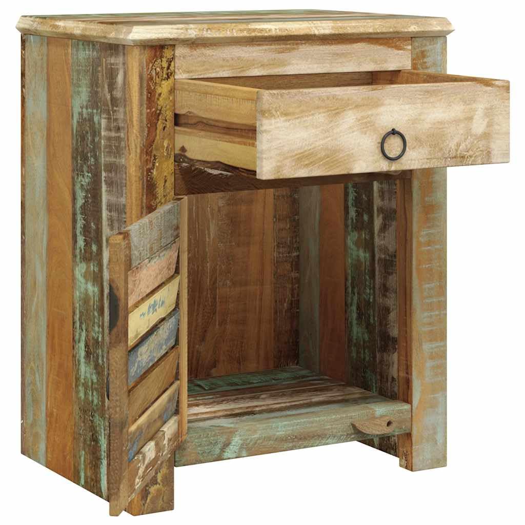 Reclaimed Wood End Table with Drawer & Cupboard