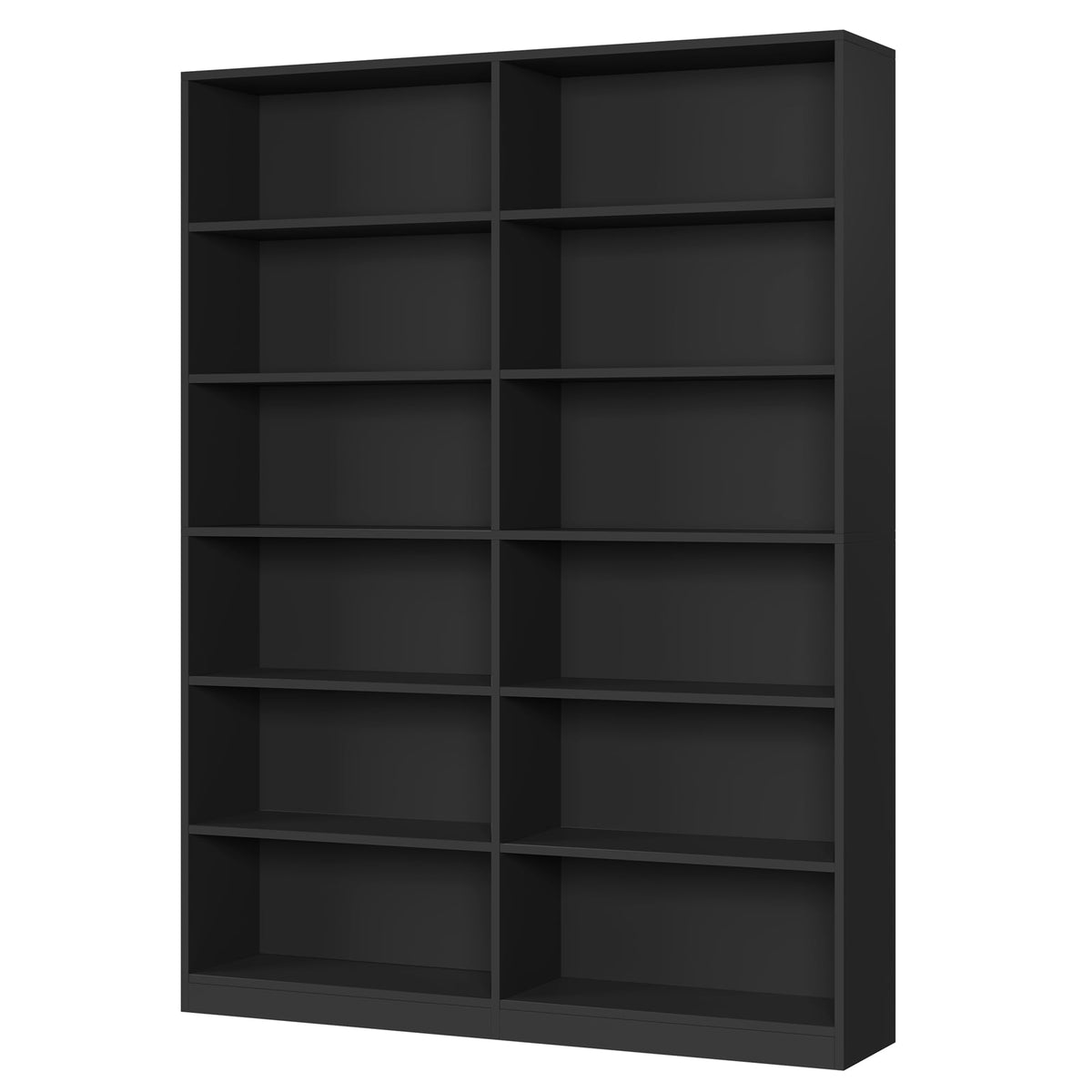 6-Tier Double Wide Black Bookshelf