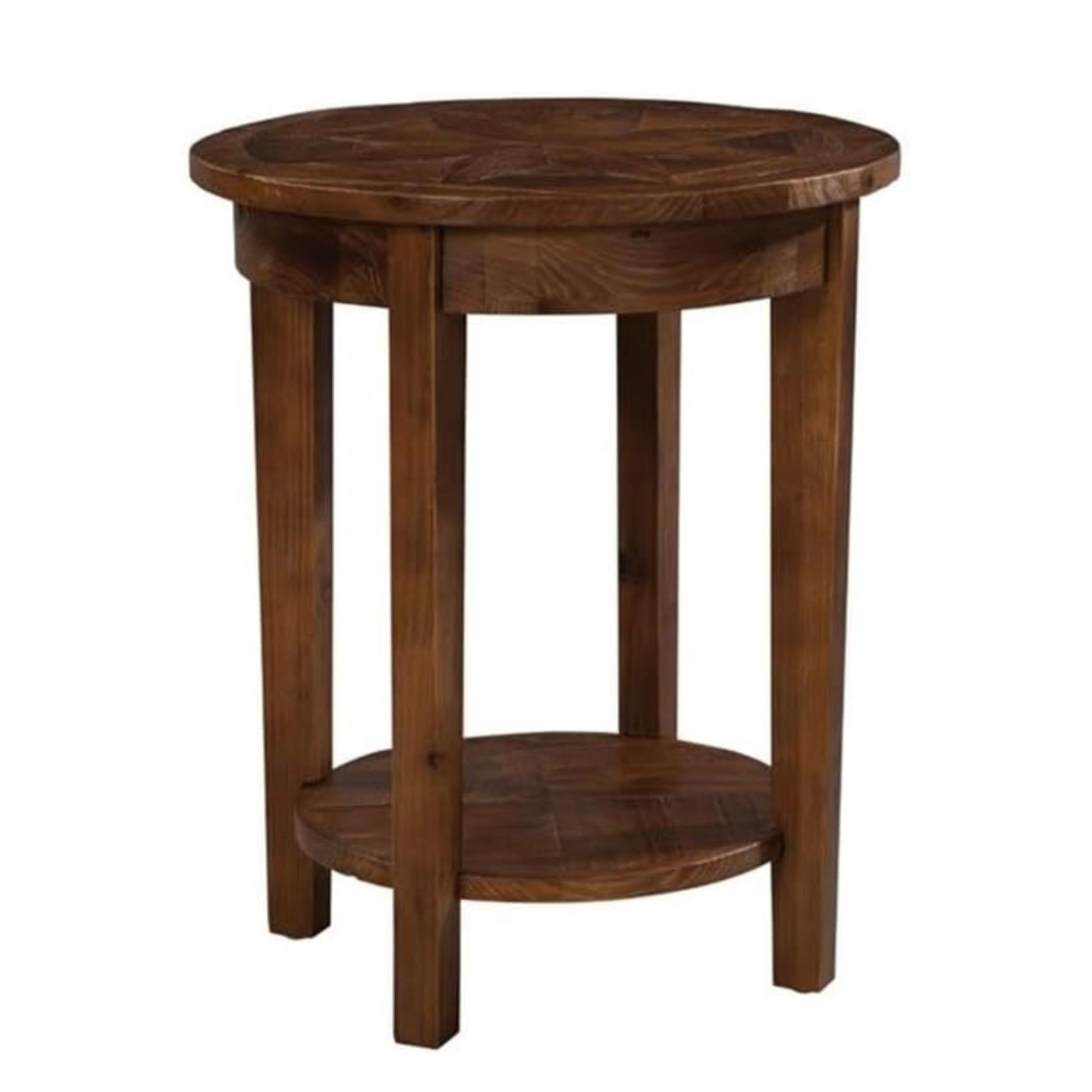 Alaterre Furniture Revive 20 Inch Round End Table with Bottom Shelf for Storage, and Unique Wood Characters - Modern Rustic Living Room Furniture