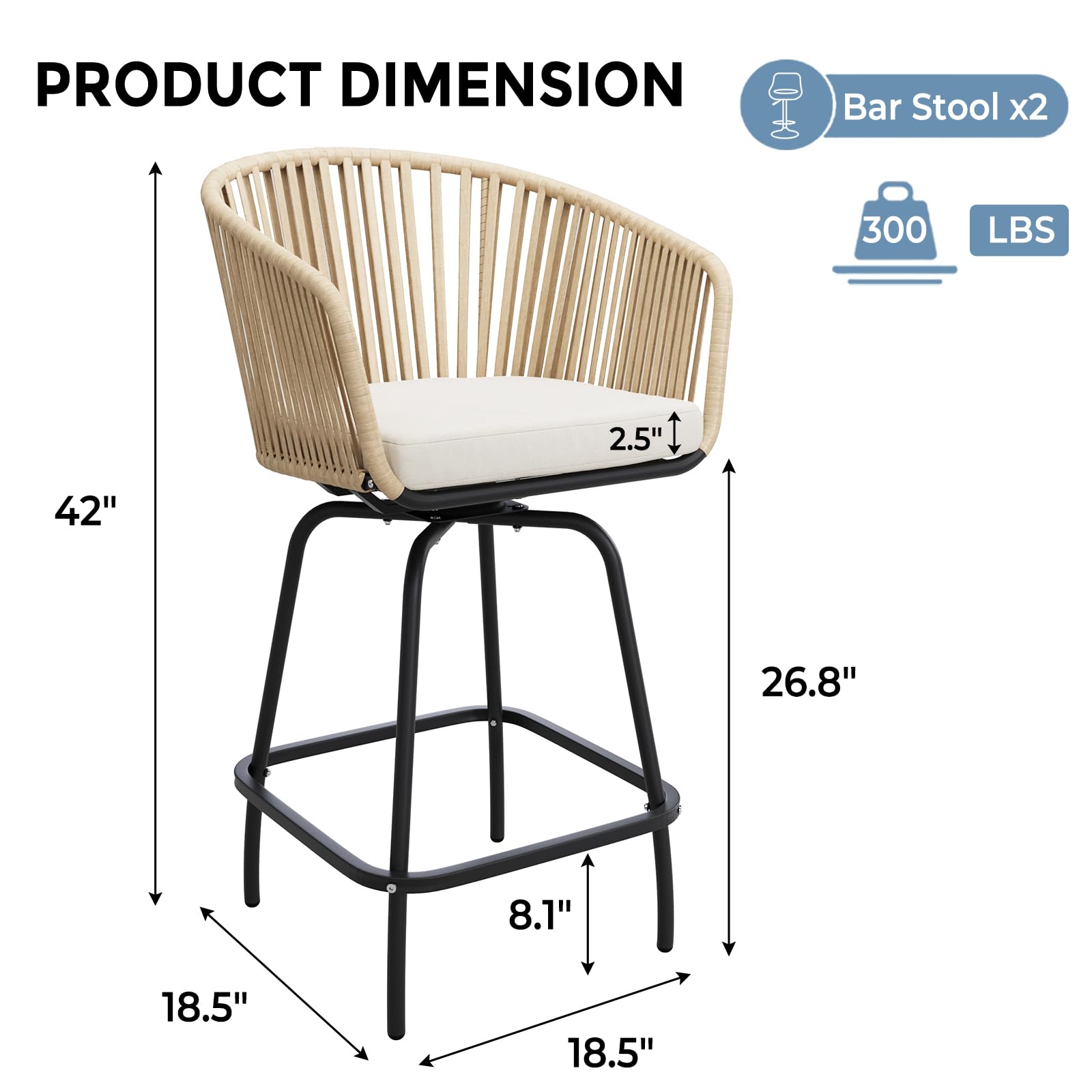 Outdoor Swivel Bar Stools Set of 2