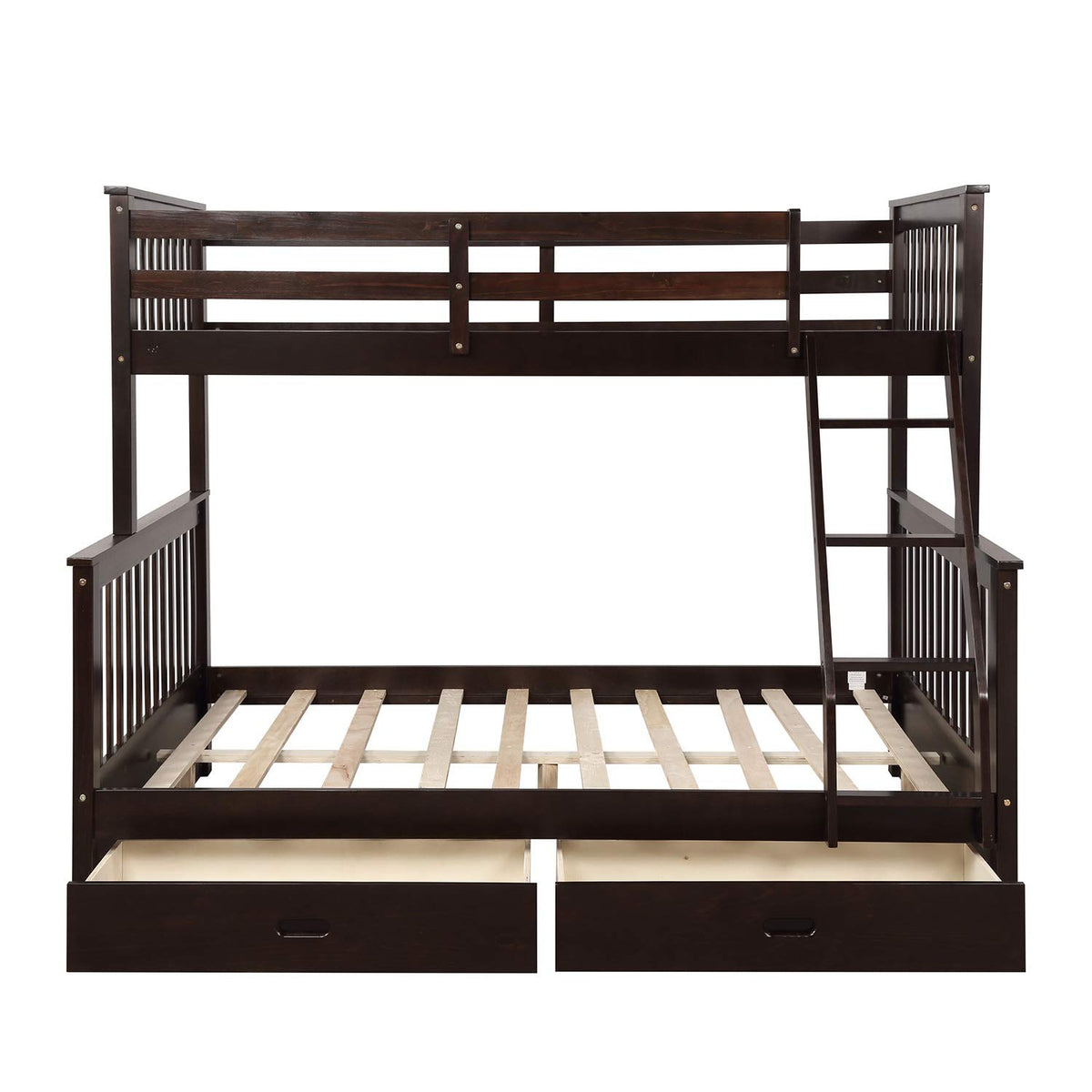 Harper & Bright Designs Twin Over Full Bunk Bed with Drawers and Ladder, Espresso