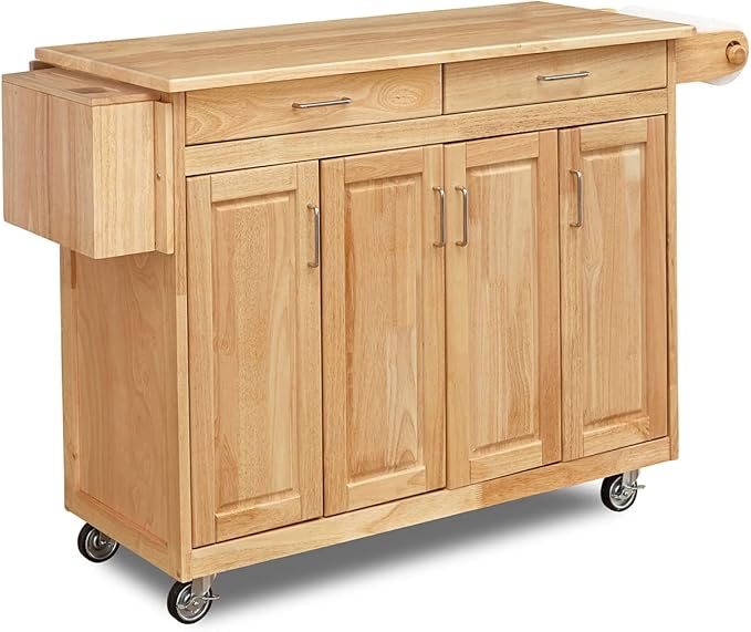 Natural Wood Mobile Kitchen Cart
