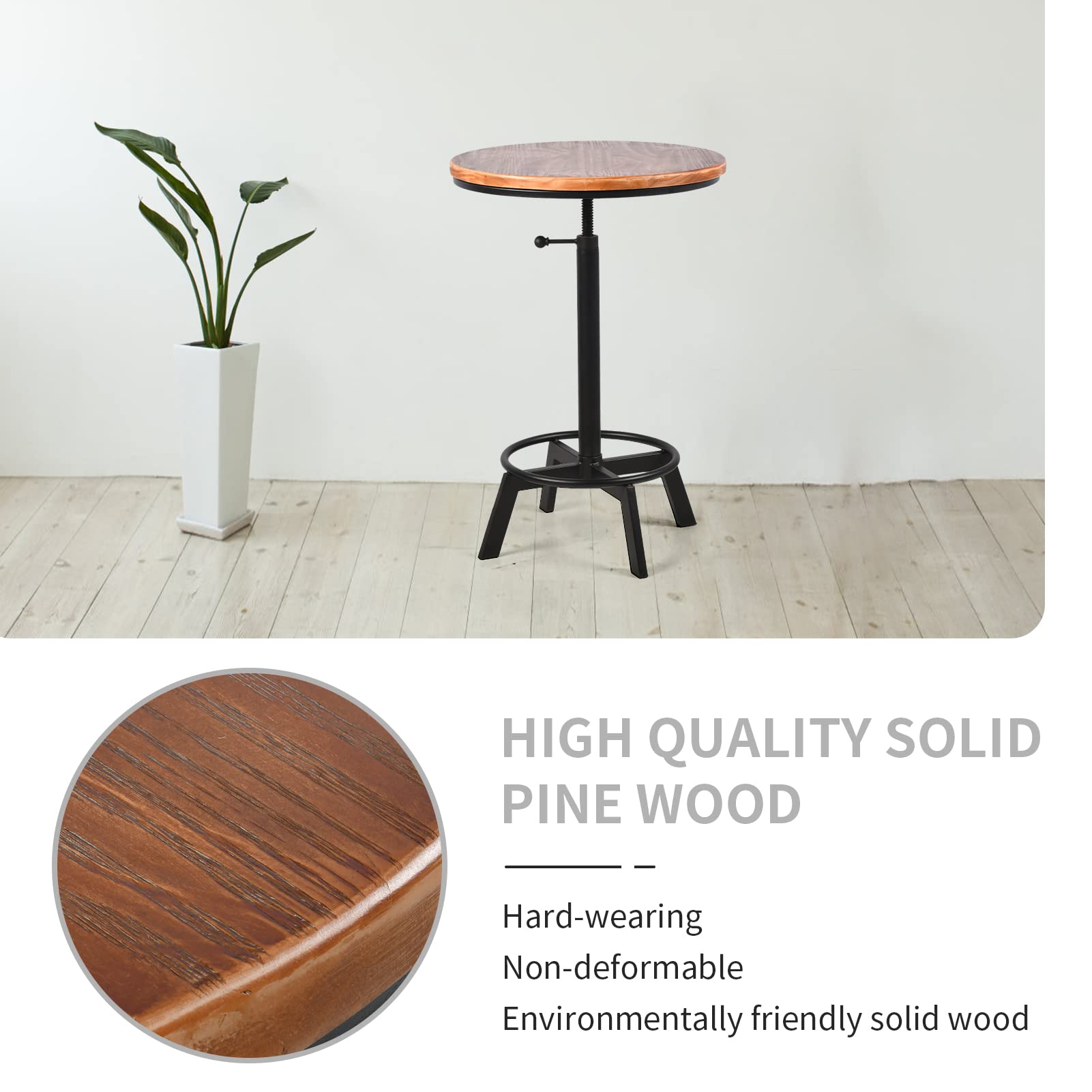 Round Bar Table & Counter Stool Set, 3-Piece