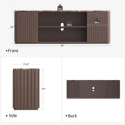 70" TV Stand, Modern Entertainment Center for TVs Up to 80", Fluted TV Console with Storage, Adjustable Shelves, Faux Marble Top, Curved Profile Design, Wood Media Console for Living Room, Brown Oak