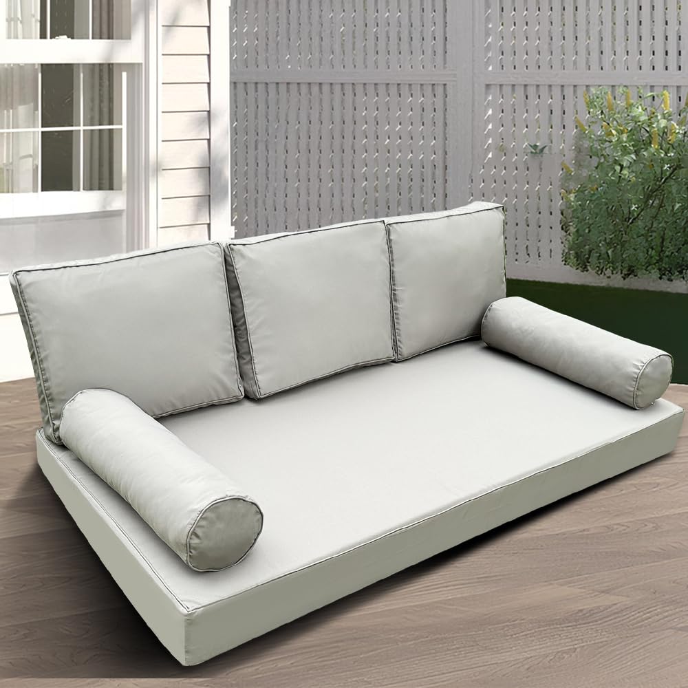 YAQSFGRZ Outdoor Daybed Cushion Cover Twin,Daybed Mattress Bolster Pillow Fitted Sheet Cover,Twin Size Outdoor Daybed Cushion Cover（Cover ONLY Size 6" D x 75" W x 39" H,Dark Gray