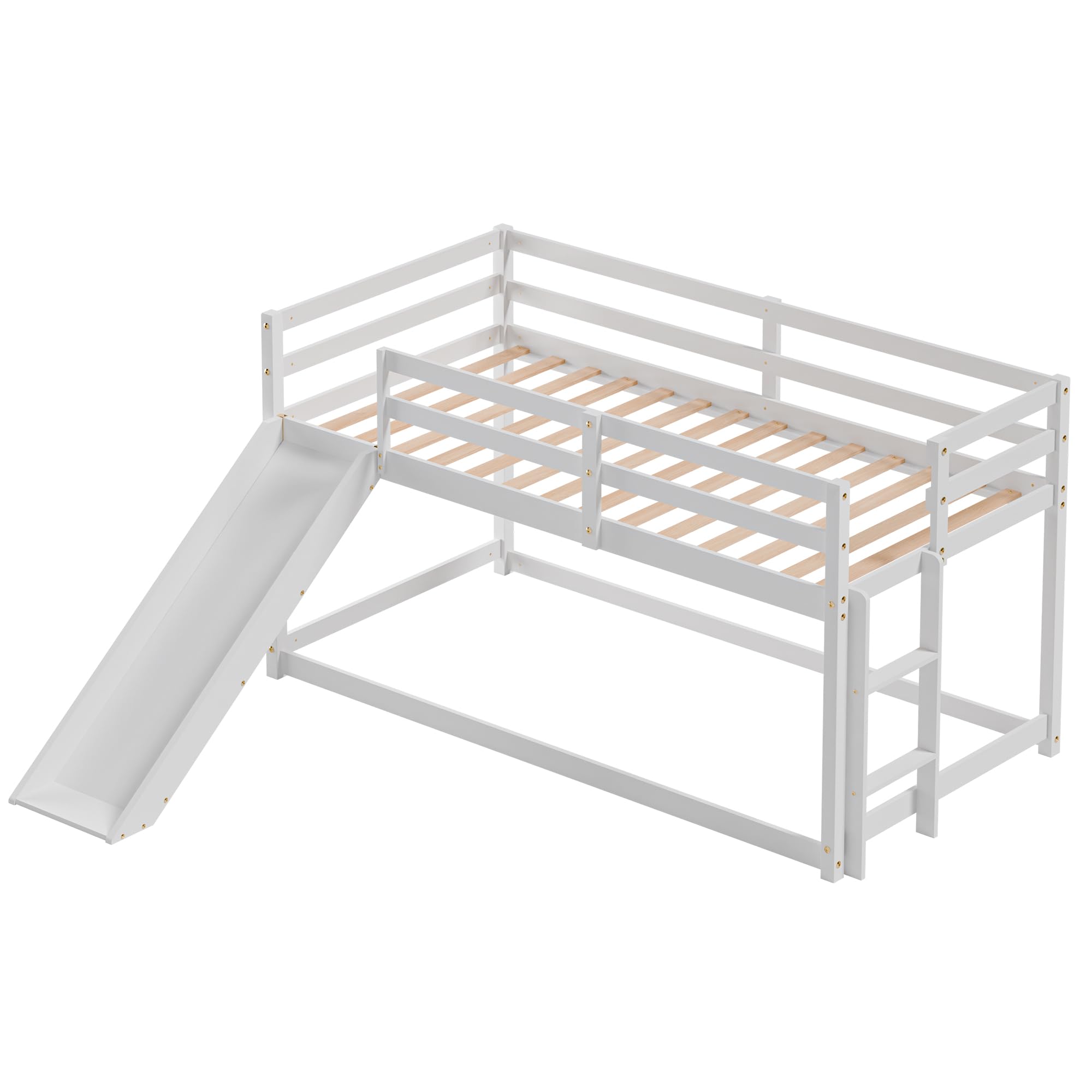 Twin Low Loft Bed with Slide
