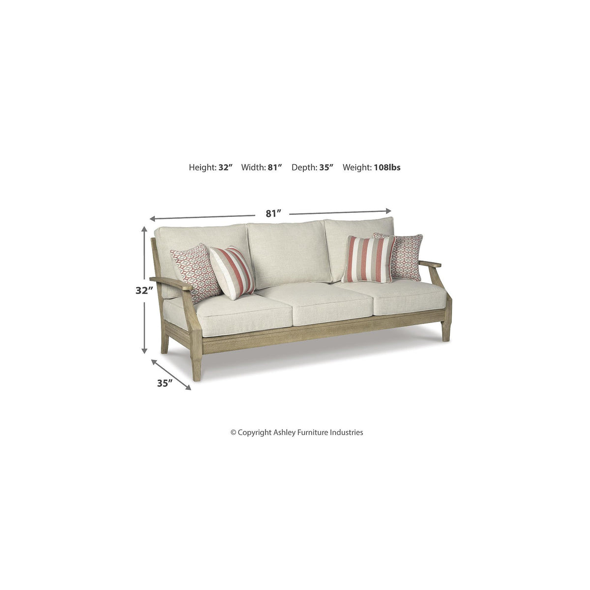 Signature Design by Ashley Clare View 1-Piece Eucalyptus Outdoor Sofa