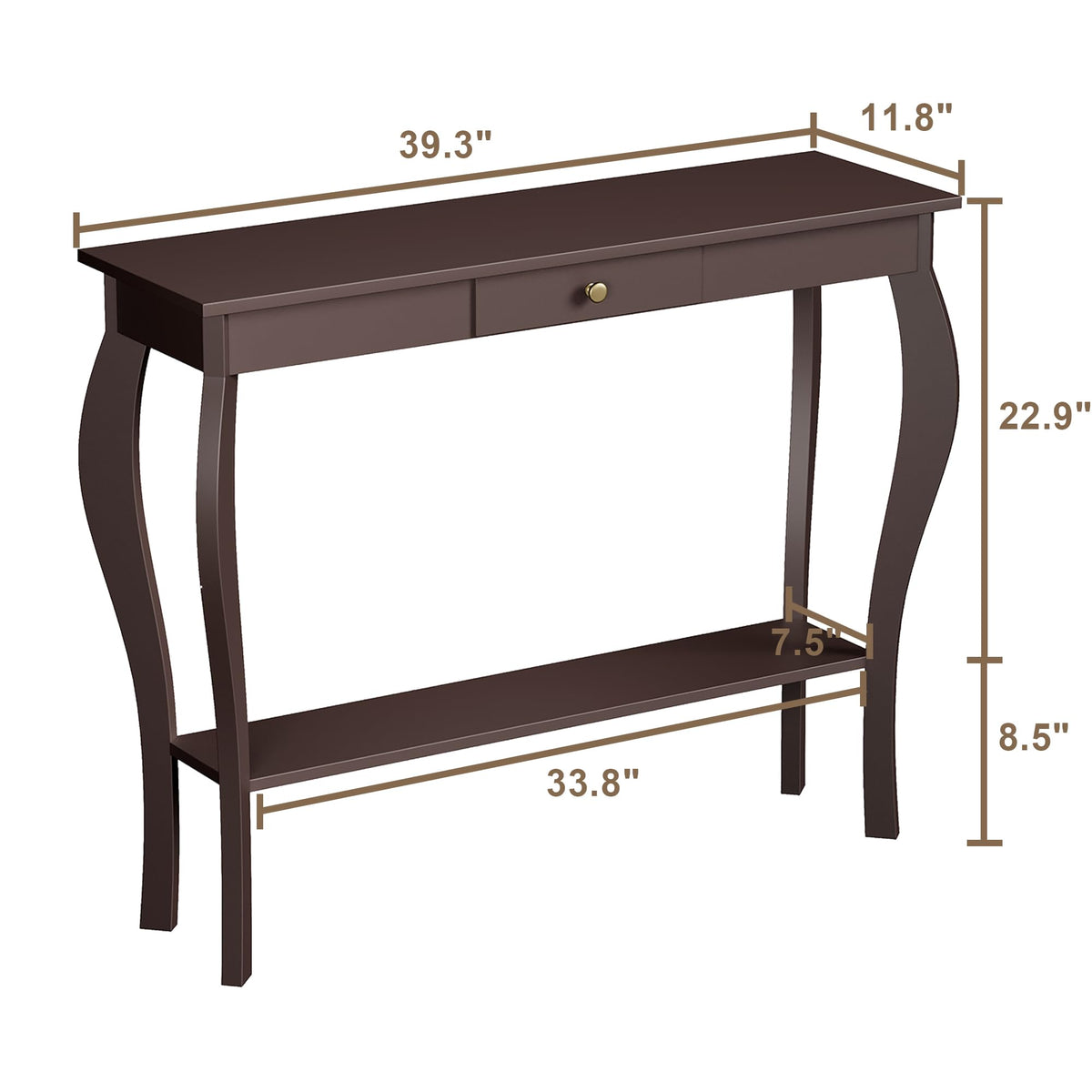 39" Narrow Console Table with Drawer, Espresso