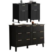 Fluted 3-Piece Bedroom Set – Dresser & 2 Nightstands