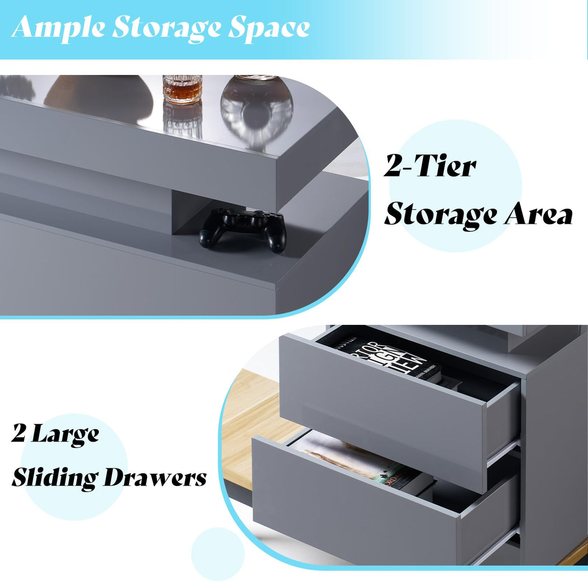 3-Piece LED Coffee Table Set