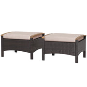 Outdoor Wicker Patio Ottomans Set of 2