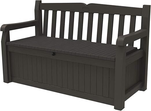 70-Gallon Outdoor Resin Storage Bench Deck Box | Seats 2-3