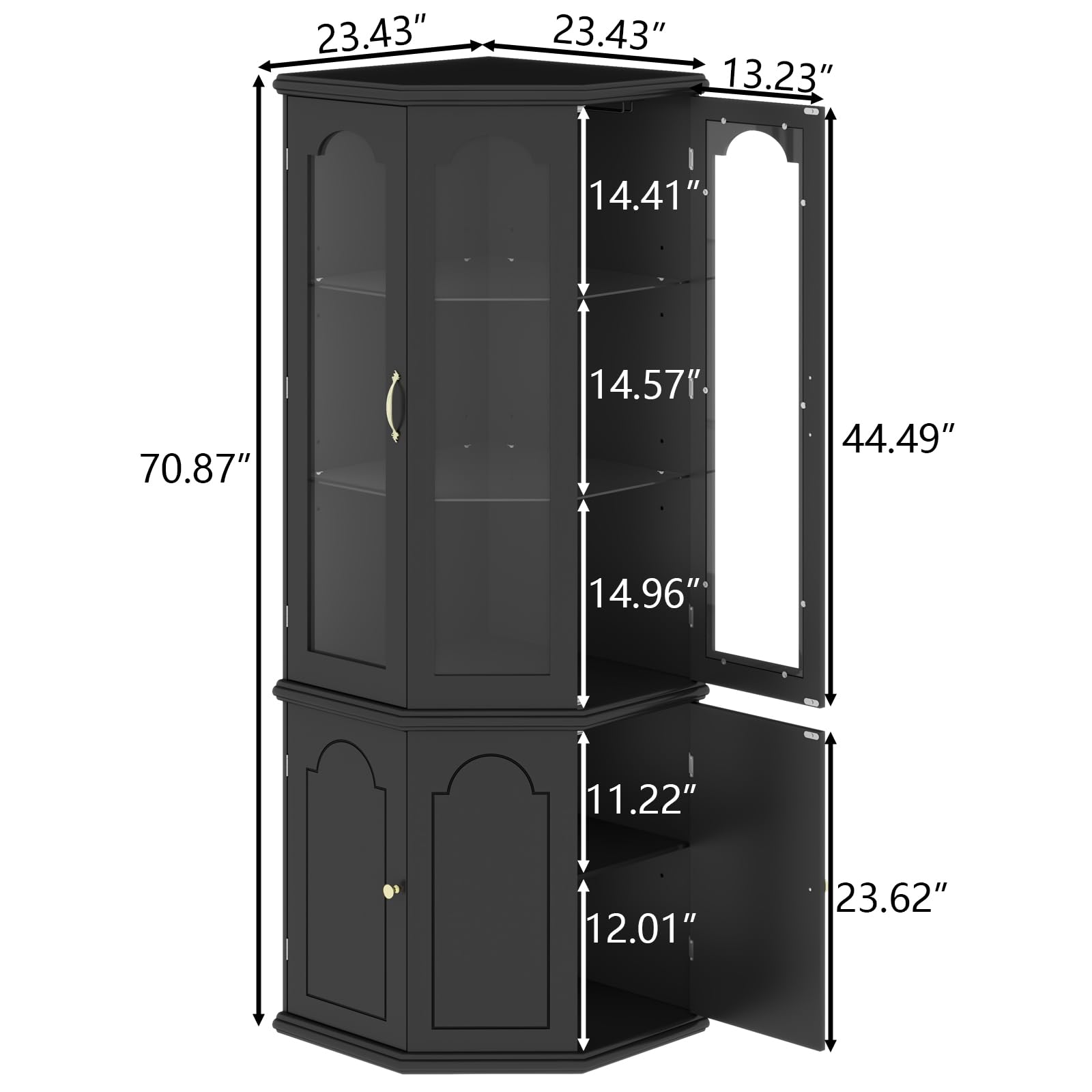 Corner Bar Cabinet with LED Lights & Tempered Glass Door