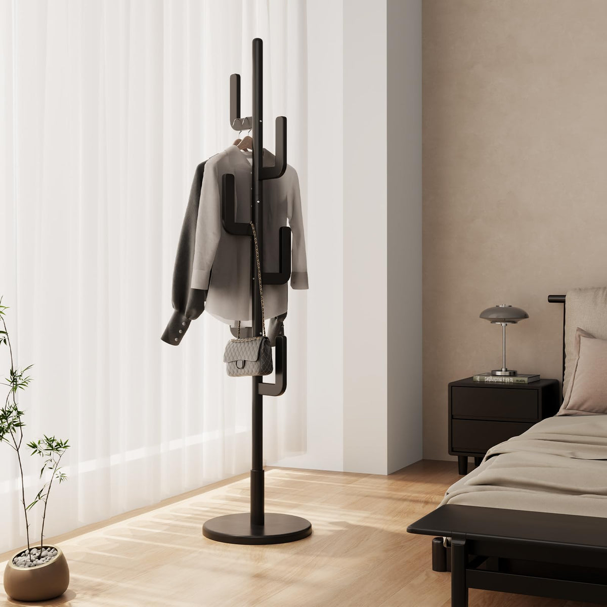 Adjustable Wood Cactus Coat Rack