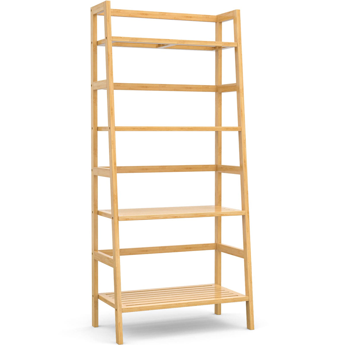4-Tier Bamboo Ladder Bookshelf
