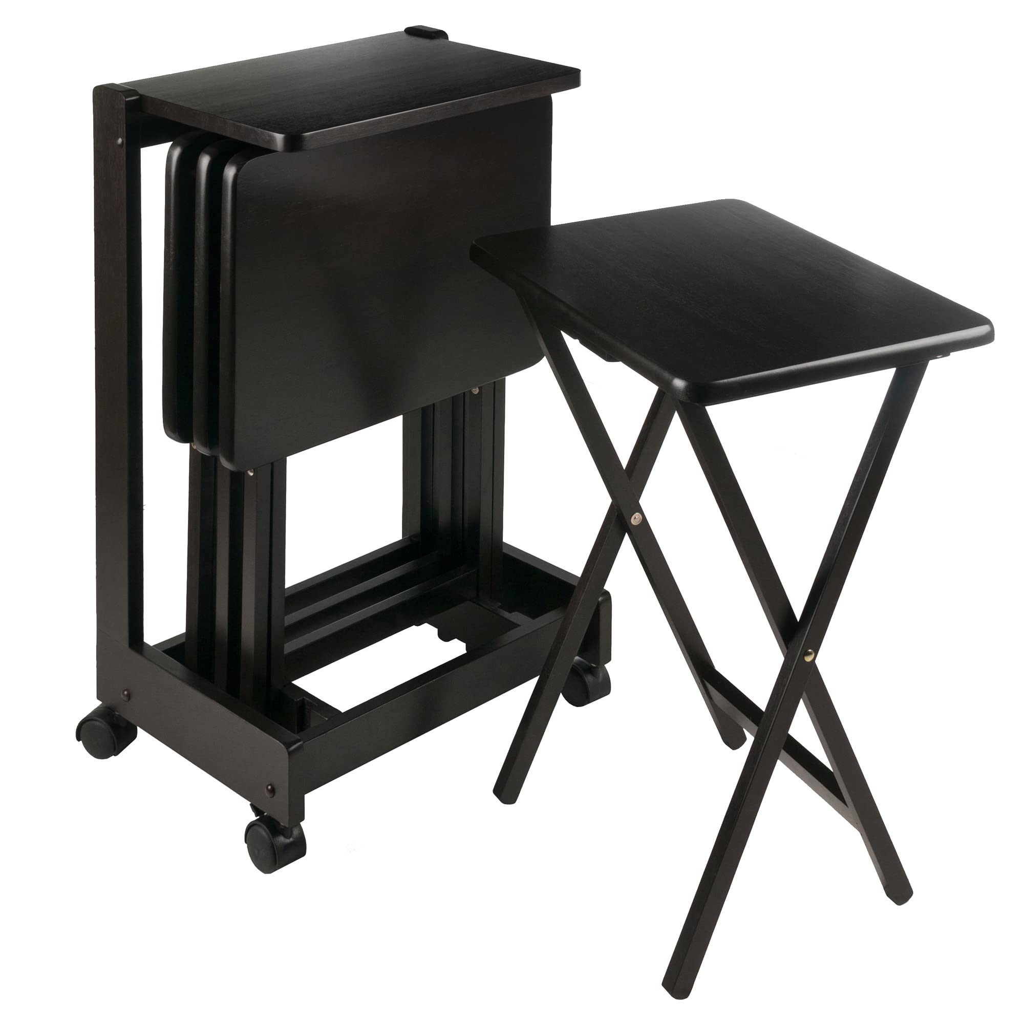 Foldable Snack Table Set with Flip-Top Mobile Stand, Set of 4