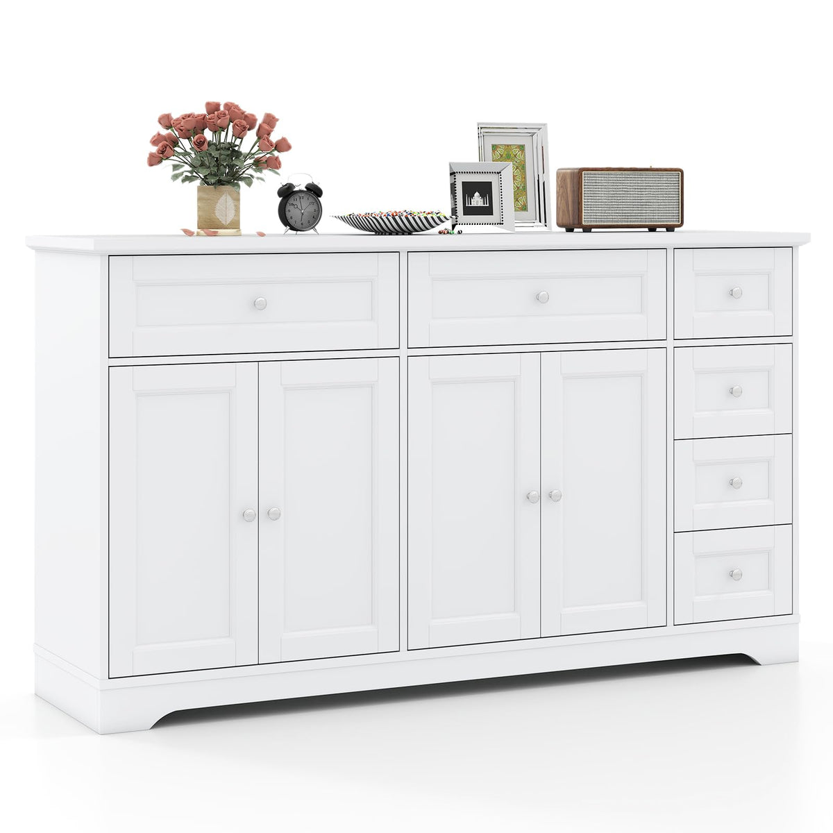 White Buffet Sideboard with 6 Drawers