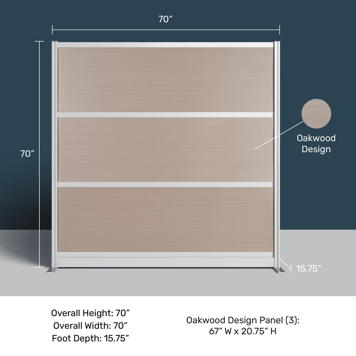 Stand Up Desk Store Oakwood Aesthetic Modular Walls | Room Divider Wall with Durable Woodgrain-Inspired Finish | Modular Office Partition Wall for Offices, Classrooms, and Coworking 70" W x 70" H