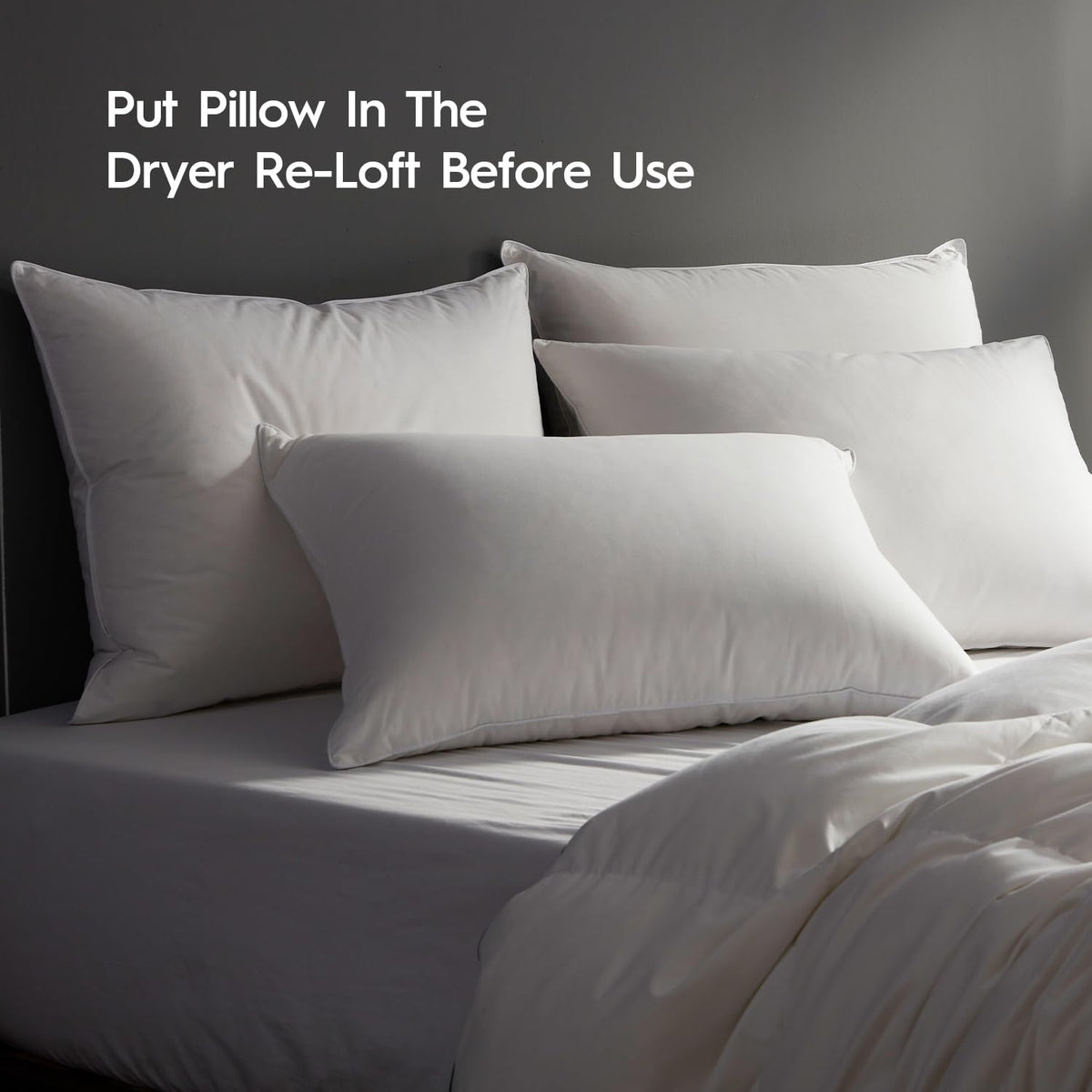 Globon Feather Down Pillow Queen Size Hotel Collection Medium Firm Pillow