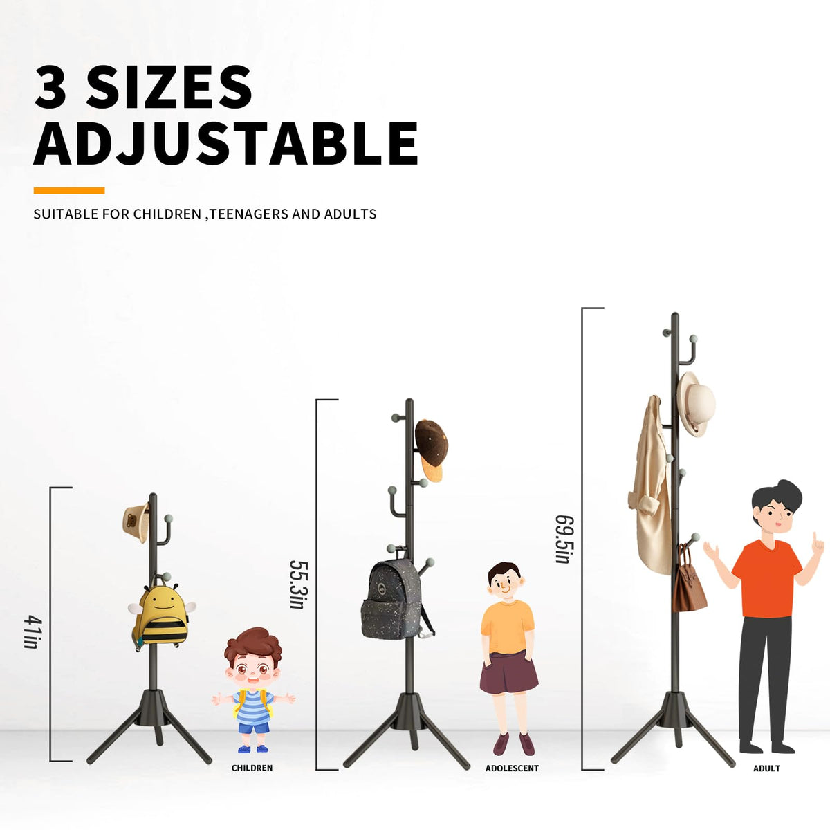 Adjustable Metal Coat Rack