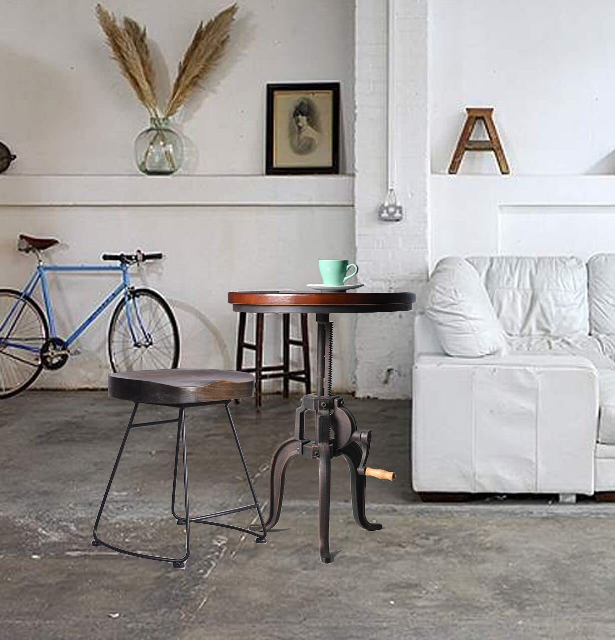 Adjustable Height Crank Accent Table