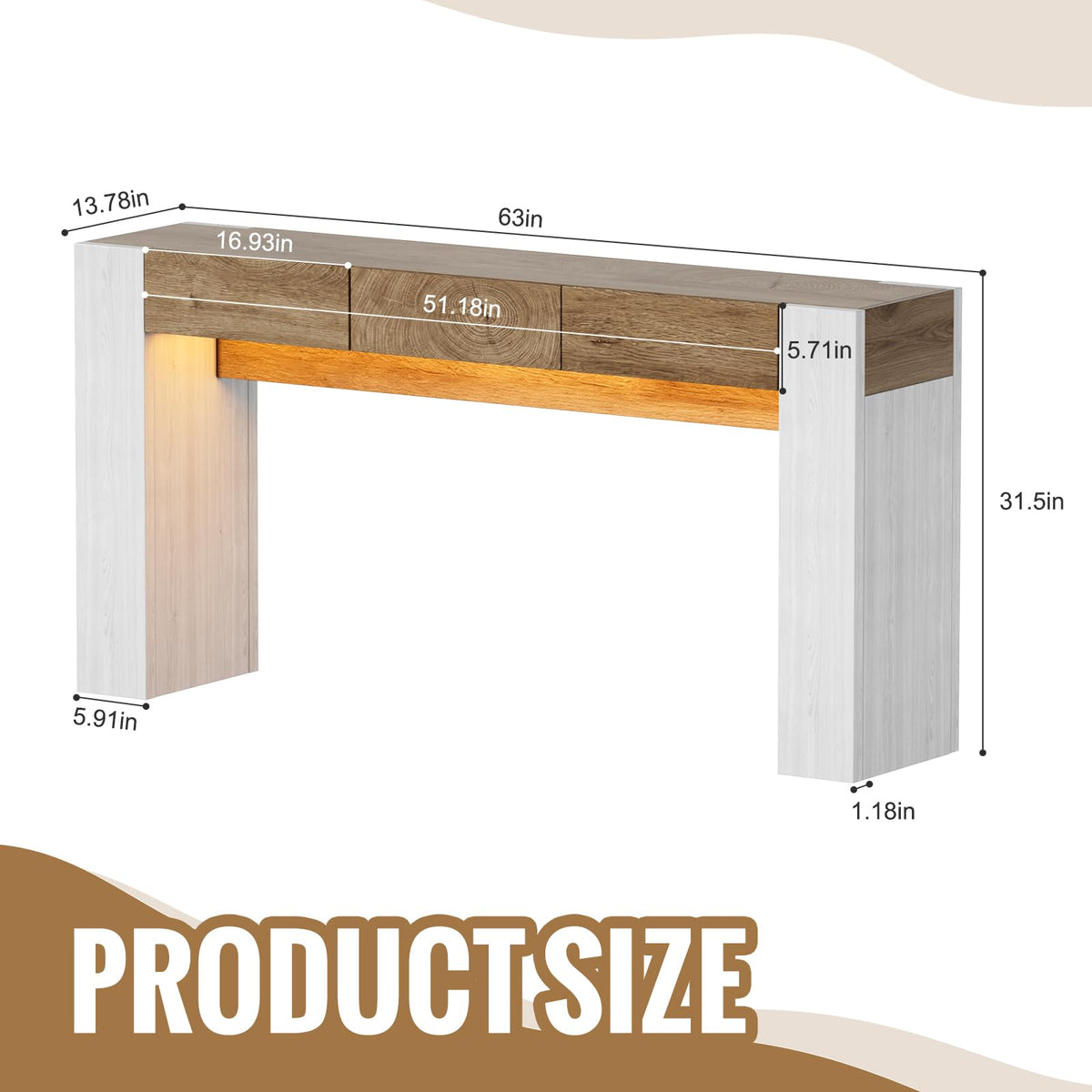 Console Table with 3 Drawers