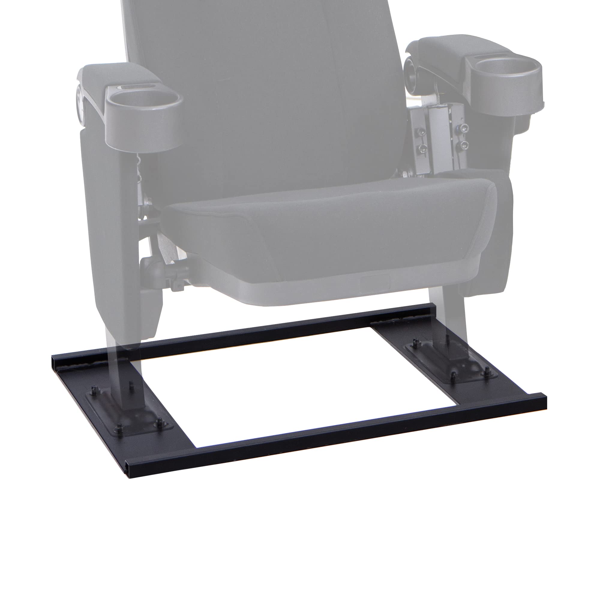 Seatcraft Zenith Movie Theater Seating, Fabric, No-Drill Free-Standing Base, Rocker Recliner, Flip-Up Armrests w/Cupholders, Gravity Lift Seat Surface, Row of 4, Black