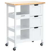 Rolling Kitchen Island Cart with 3 Drawers & Storage