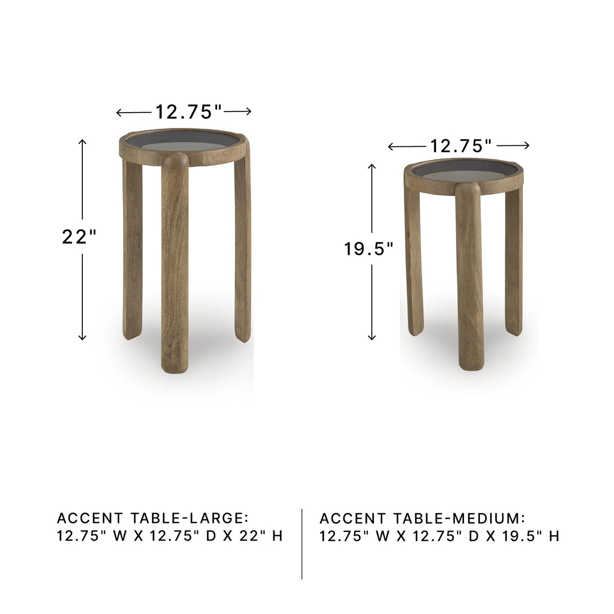 Round Mango Wood Nesting Tables
