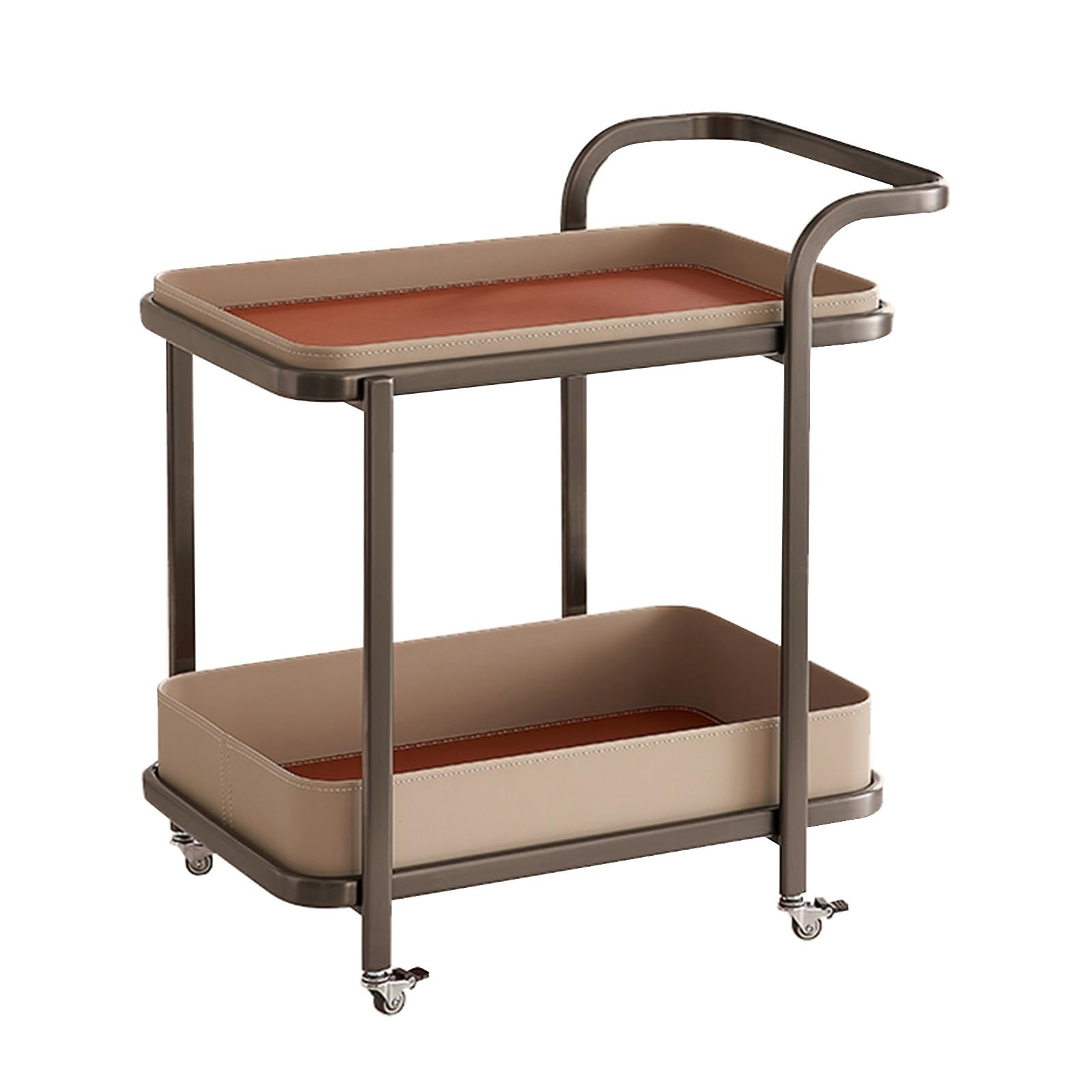Yclty Rolling End Table, Side Table with Wheels, Modern Serving Cart Snack Table for Living Room, Small Coffee Table(Orange)