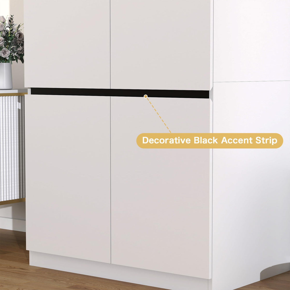 White 4-Door Wardrobe Armoire