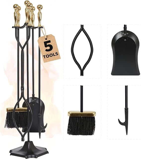 Brass Handle Fireplace Tool Set
