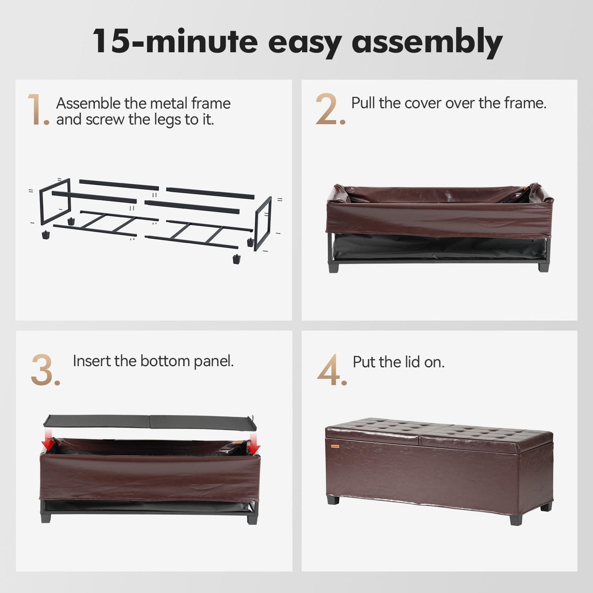 Burgundy Storage Ottoman Bench