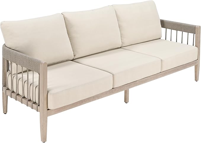 Acacia Wood Outdoor Daybed with Adjustable Armrests & Cushions