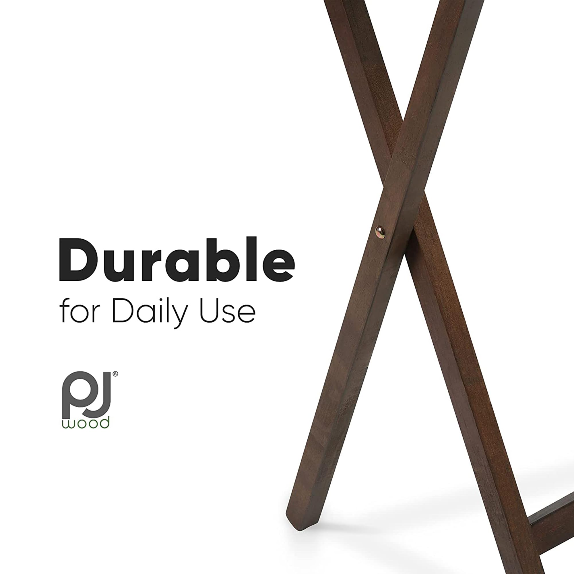 5-Piece Folding Wooden Snack Table Set with Storage Rack