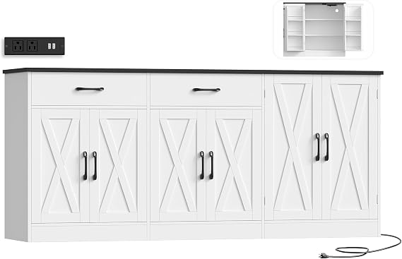 Farmhouse Buffet Cabinet with Charging Station