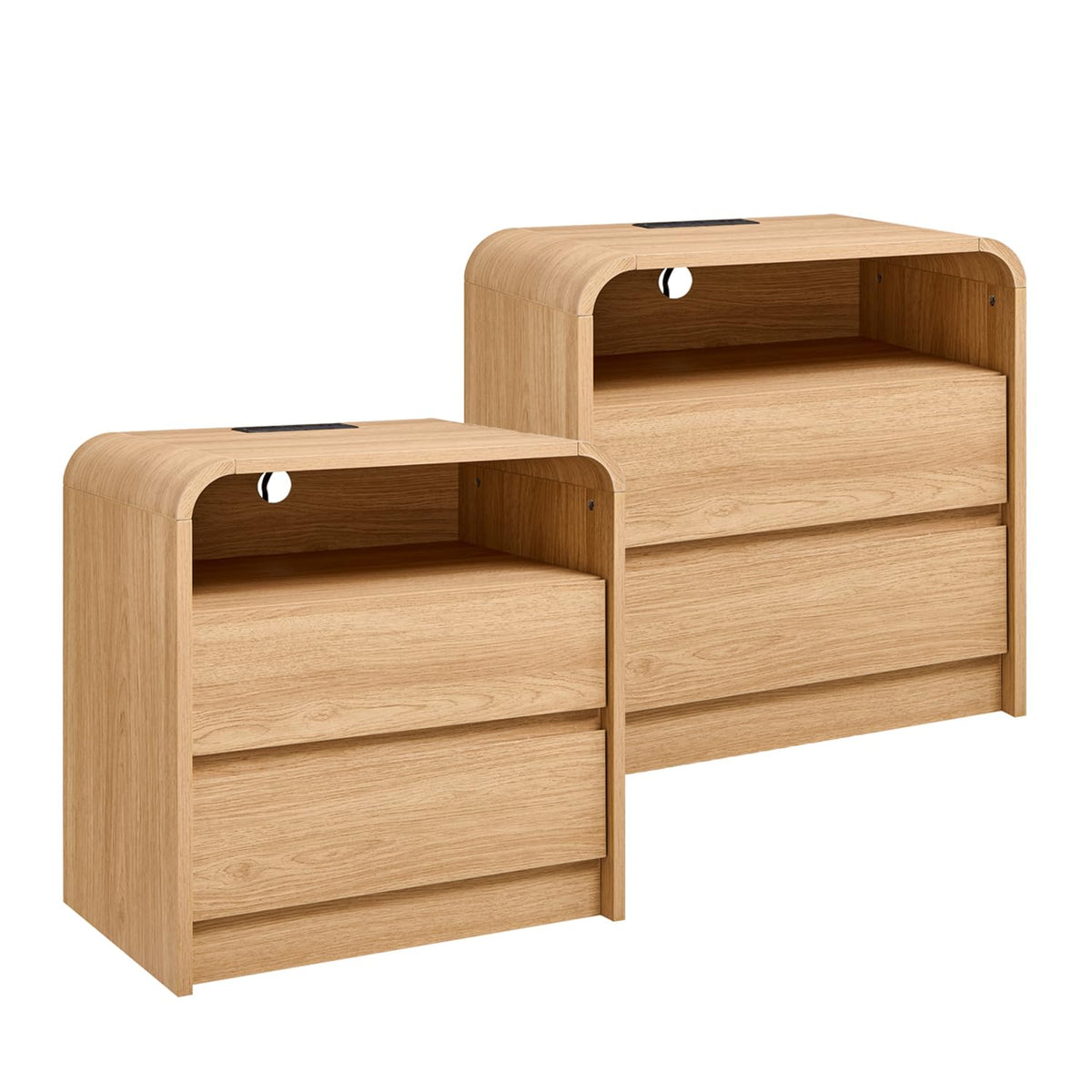 Aitjunz 25" Tall Modern Nightstand Set of 2, Wood Bedside Table,Natural Oak