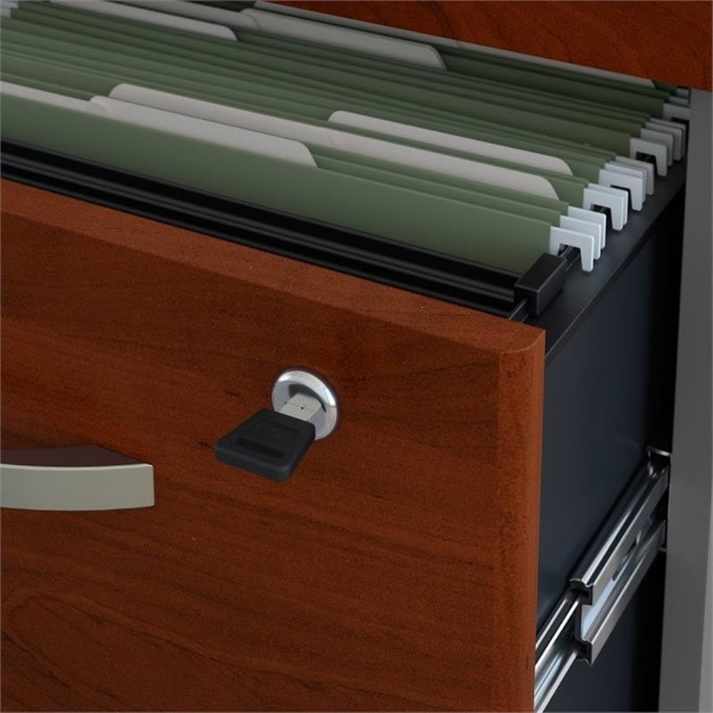 L-Shaped Office Desk with Mobile File Cabinet