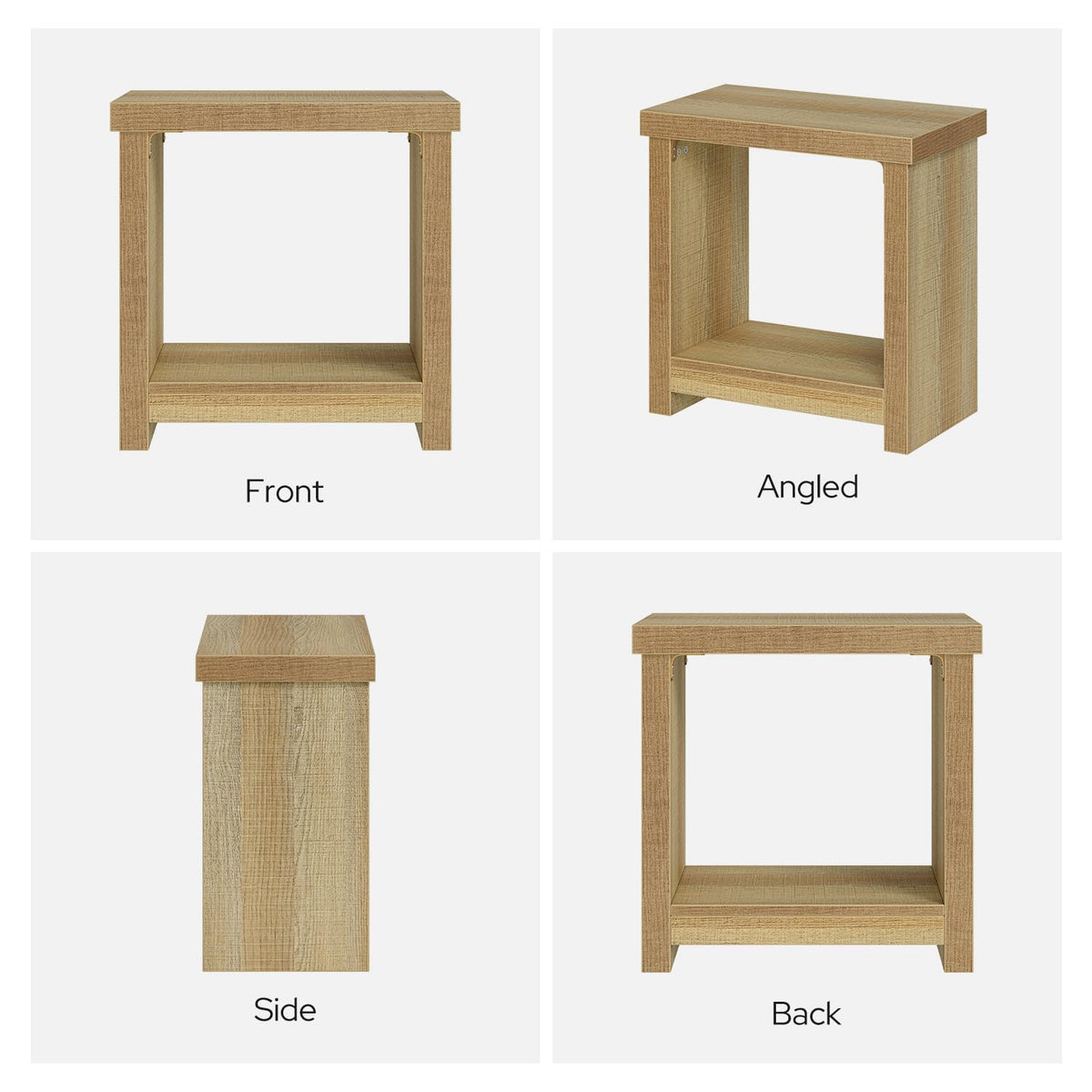 End Tables Set of 2 for Living Room, Narrow Side Tables with Storage Shelves, Square End Table for Bedroom, Slim Nightstand, Skinny Rectangle Accent Table, Farmhouse Bedside Table, Natural (2 Pieces)