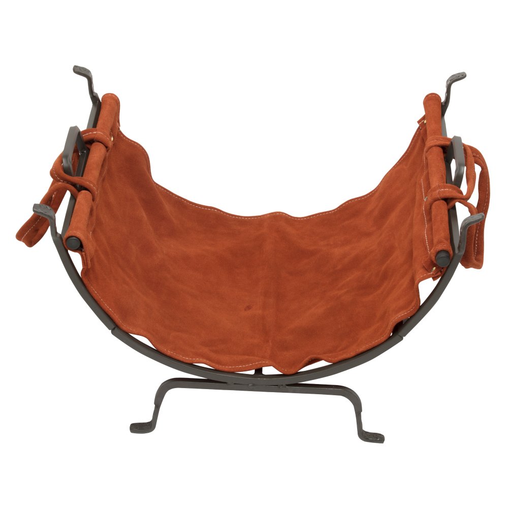 Steel Log Holder with Leather Carrier