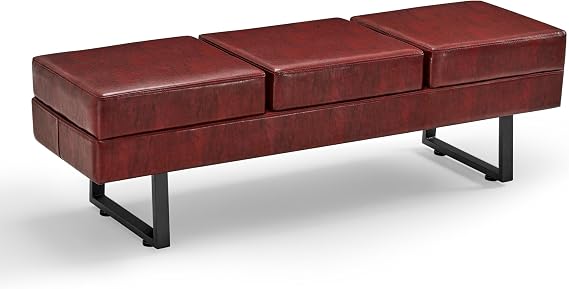3-Seat Faux Leather Reception Bench