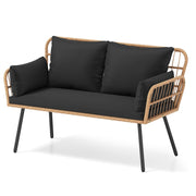 Outdoor PE Rattan Loveseat Sofa with Cushions