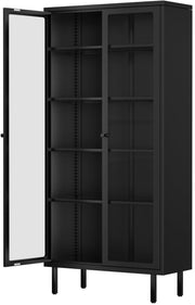 Metal & Glass Display Cabinet with Adjustable Shelves
