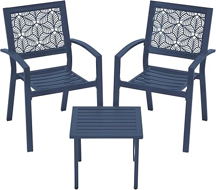 3-Piece Outdoor Steel Bistro Set with 2 Chairs & Table